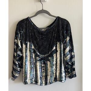 Rina Z Womens 1980's Vintage Sequin Top